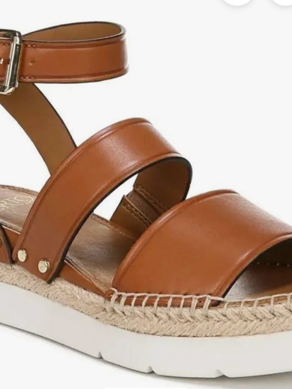 Franco Sarto Cognac Leather Espadrille Platform Sandal